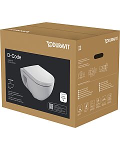 Duravit D-Code wall-hung, deep-flush toilet set 45140900A1 with toilet seat, soft-close mechanism, rimless, white