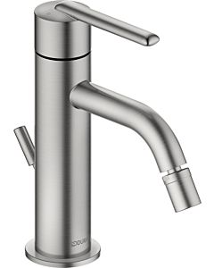 Robinet de bidet pour balcon Duravit BA2400001070, saillie 119 mm, avec tirette garniture de vidange , acier inoxydable brossé