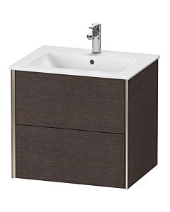 Duravit Meuble sous-vasque XViu XV41250B172 61 x 56 x 48 cm, chêne foncé brossé, 2 tiroirs, suspendu, champagne mat