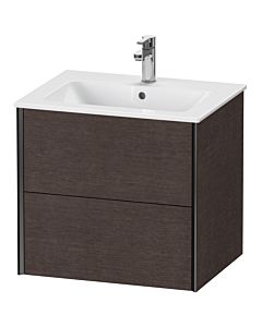 Duravit Meuble sous-vasque XViu XV41250B272 61 x 56 x 48 cm, chêne foncé brossé, 2 tiroirs, suspendu, noir mat