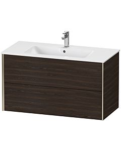 Duravit Meuble sous-vasque XViu XV41270B169 101 x 56 x 48 cm, noyer brossé, 2 tiroirs, suspendu, champagne mat