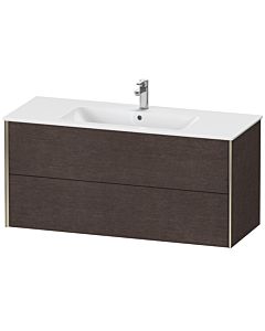 Duravit Meuble sous-vasque XViu XV41280B172 121 x 56 x 48 cm, chêne foncé brossé, 2 tiroirs, suspendu, champagne mat