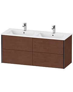Duravit XViu Waschtisch-Unterschrank XV41290B213 128x48x56cm, 4 Schubkästen, wandhängend, schwarz matt, amerikanischer nussbaum