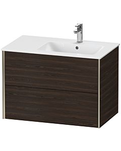 Duravit Meuble sous-vasque XViu XV41590B169 81x48x56cm, 2 tiroirs, vasque à droite, champagne mat, noyer brossé