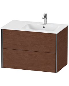 Duravit XViu Waschtisch-Unterschrank XV41590B213 81x48x56cm, 2 Schubkästen, Becken rechts, schwarz matt, amerikanischer nussbaum