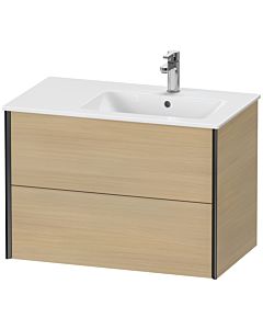 Duravit Meuble sous-vasque XViu XV41590B271 81x48x56cm, 2 tiroirs, vasque à droite, noir mat, chêne méditerranéen