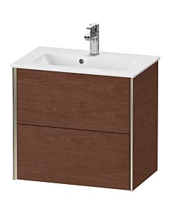 Duravit Meuble sous-vasque XViu XV41780B113 61 x 56 x 39 cm, noyer américain, 2 tiroirs, suspendu, champagne mat