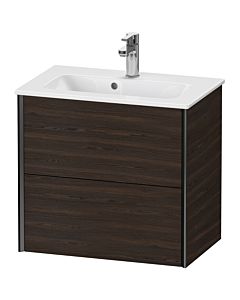 Duravit XViu Waschtisch-Unterschrank XV41780B269 61 x 56 x 39 cm, nussbaum gebürstet, 2 Schubkästen, wandhängend, schwarz matt