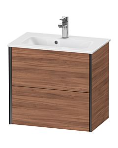 Duravit XViu Waschtisch-Unterschrank XV41780B279 61 x 56 x 39 cm, nussbaum natur, 2 Schubkästen, wandhängend, schwarz matt