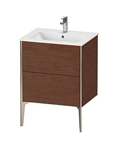 Duravit Meuble sous-vasque XViu XV44810B113 61 x 59,4 x 48 cm, noyer américain, 2 coulissants, debout, champagne mat