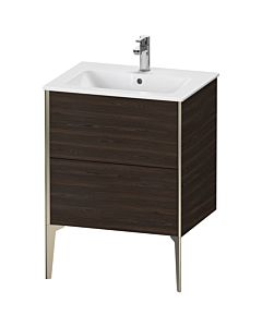 Duravit XViu Waschtisch-Unterschrank XV44810B169 61 x 59,4 x 48 cm, nussbaum gebürstet, 2 Auszüge, stehend, champagner matt