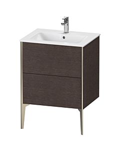 Duravit Meuble sous-vasque XViu XV44810B172 61 x 59,4 x 48 cm, chêne foncé brossé, 2 coulissants, debout, champagne mat