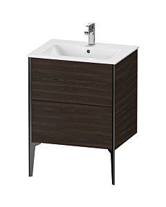 Duravit Meuble sous-vasque XViu XV44810B269 61 x 59,4 x 48 cm, noyer brossé, 2 coulissants, sur pied, noir mat