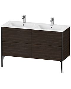 Duravit XViu Waschtisch-Unterschrank XV44850B269 128x48x59,4cm, 4 Auszüge, stehend, schwarz matt, nussbaum gebürstet