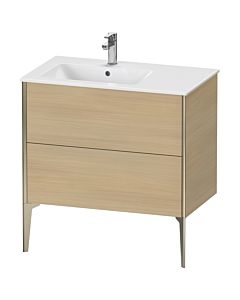 Duravit Meuble sous-vasque XViu XV44860B171 81x48x59,4cm, 2 coulissants, vasque à gauche, champagne mat, chêne méditerranéen