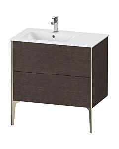 Duravit XViu Waschtisch-Unterschrank XV44860B172 81x48x59,4cm, 2 Auszüge, Becken links, champagner matt, eiche dunkel gebürstet