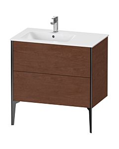 Duravit Meuble sous-vasque XViu XV44860B213 81x48x59,4cm, 2 coulissants, vasque à gauche, noir mat, noyer américain