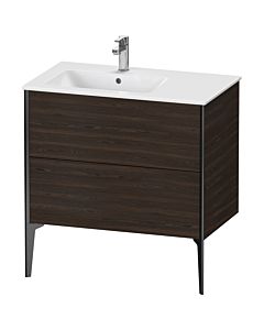 Duravit Meuble sous-vasque XViu XV44860B269 81x48x59,4cm, 2 coulissants, vasque à gauche, noir mat, noyer brossé