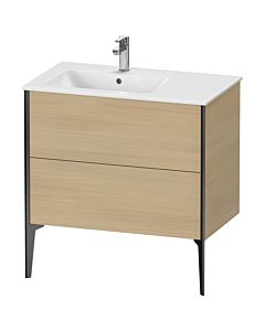Duravit Meuble sous-vasque XViu XV44860B271 81x48x59,4cm, 2 coulissants, vasque à gauche, noir mat, chêne méditerranéen