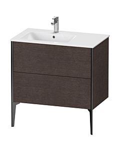 Duravit XViu Waschtisch-Unterschrank XV44860B272 81x48x59,4cm, 2 Auszüge, Becken links, schwarz matt, eiche dunkel gebürstet