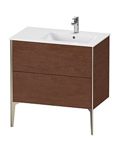 Duravit Meuble sous-vasque XViu XV44870B113 81x48x59,4cm, 2 coulissants, vasque à droite, champagne mat, noyer américain
