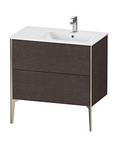 Duravit Meuble sous-vasque XViu XV44870B172 81x48x59,4cm, 2 coulissants, vasque à droite, champagne mat, chêne foncé brossé