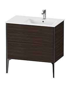 Duravit XViu Waschtisch-Unterschrank XV44870B269 81x48x59,4cm, 2 Auszüge, Becken rechts, schwarz matt, nussbaum gebürstet