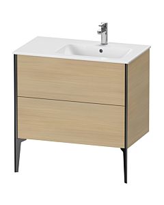 Duravit XViu Waschtisch-Unterschrank XV44870B271 81x48x59,4cm, 2 Auszüge, Becken rechts, schwarz matt, mediterrane eiche