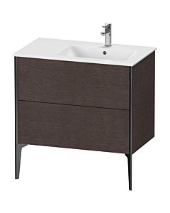 Duravit XViu Waschtisch-Unterschrank XV44870B272 81x48x59,4cm, 2 Auszüge, Becken rechts, schwarz matt, eiche dunkel gebürstet