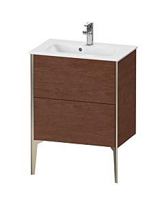 Duravit Meuble sous-vasque XViu XV44880B113 61 x 59,4 x 39 cm, noyer américain, 2 coulissants, debout, champagne mat
