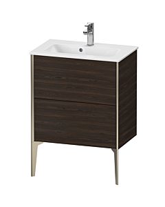 Duravit XViu vanity unit XV44880B169 61 x 59.4 x 39 cm, brushed walnut, 2 pull-outs, standing, matt champagne