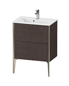 Duravit Meuble sous-vasque XViu XV44880B172 61 x 59,4 x 39 cm, chêne foncé brossé, 2 coulissants, debout, champagne mat