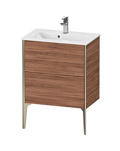 Duravit XViu Waschtisch-Unterschrank XV44880B179 61 x 59,4 x 39 cm, nussbaum natur, 2 Auszüge, stehend, champagner matt