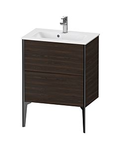 Duravit XViu Waschtisch-Unterschrank XV44880B269 61 x 59,4 x 39 cm, nussbaum gebürstet, 2 Auszüge, stehend, schwarz matt