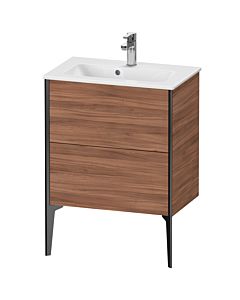 Duravit XViu Waschtisch-Unterschrank XV44880B279 61 x 59,4 x 39 cm, nussbaum natur, 2 Auszüge, stehend, schwarz matt