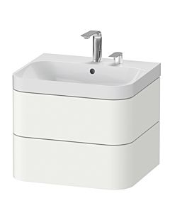 Duravit Happy D.2 Plus Möbelwaschtisch HP4345E3636 57,5 x 49 cm, 2 Hahnlöcher, weiß seidenmatt, 2 Schubkästen