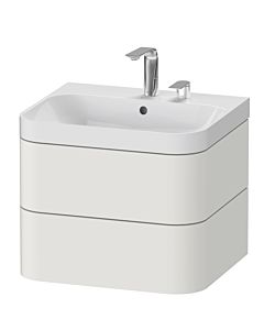 Duravit Happy D.2 Plus Möbelwaschtisch HP4345E3939 57,5 x 49 cm, 2 Hahnlöcher, nordic weiß seidenmatt, 2 Schubkästen