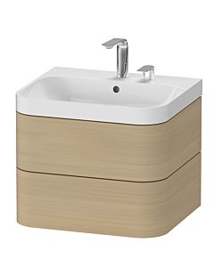 Duravit Happy D.2 Plus Möbelwaschtisch HP4345E7171 57,5 x 49 cm, 2 Hahnlöcher, mediterrane Eiche, 2 Schubkästen