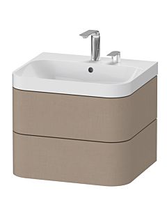 Duravit Happy D.2 Plus Möbelwaschtisch HP4345E7575 57,5 x 49 cm, 2 Hahnlöcher, leinen, 2 Schubkästen