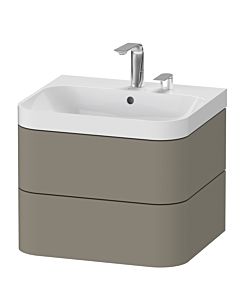 Duravit vasque à poser Happy D.2 Plus HP4345E9292 57,5 x 49 cm, 2 trous pour robinetterie, finition gris pierre satiné, 2 tiroirs