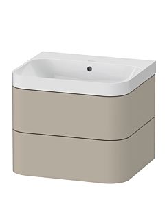 Duravit vasque à poser Happy D.2 Plus HP4345N6060 57,5 x 49 cm, sans trou pour robinetterie, finition taupe satiné, 2 tiroirs