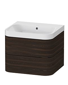 Duravit Happy D.2 Plus Möbelwaschtisch HP4345N6969 57,5 x 49 cm, ohne Hahnloch, nussbaum gebürstet, 2 Schubkästen