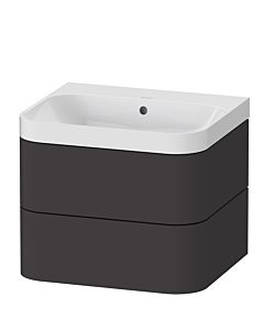 Duravit Happy D.2 Plus Möbelwaschtisch HP4345N8080 57,5 x 49 cm, ohne Hahnloch, graphit supermatt, 2 Schubkästen