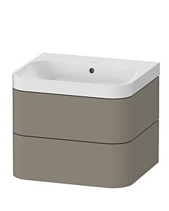 Duravit Happy D.2 Plus vanity washbasin HP4345N9292 57.5 x 49 cm, without tap hole, stone gray satin finish, 2 drawers