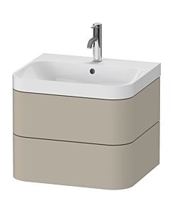 vasque à poser Duravit Happy D.2 Plus HP4345O6060 57,5 x 49 cm, trou pour robinetterie 2000 , finition taupe satiné, 2 tiroirs