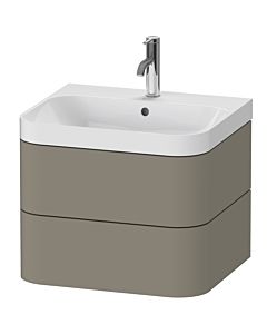 Duravit vasque à poser Happy D.2 Plus HP4345O9292 57,5 x 49 cm, trou pour robinetterie 2000 , finition gris pierre satiné, 2 tiroirs