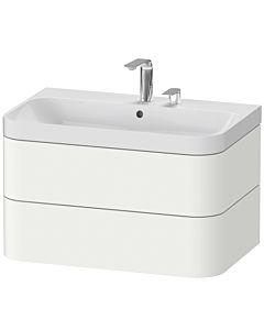 Duravit Happy D.2 Plus Möbelwaschtisch HP4347E3636 77,5 x 49 cm, 2 Hahnlöcher, weiß seidenmatt, 2 Schubkästen