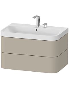 vasque à poser Duravit Happy D.2 Plus HP4347E6060 77,5 x 49 cm, 2 trous robinetterie, finition taupe satiné, 2 tiroirs
