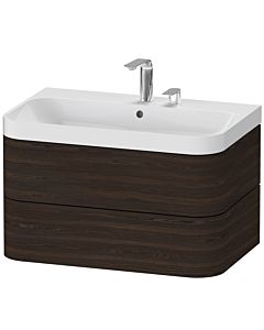Duravit vasque à poser Happy D.2 Plus HP4347E6969 77,5 x 49 cm, 2 trous pour robinetterie, noyer brossé, 2 tiroirs