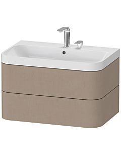 Duravit Happy D.2 Plus vanity washbasin HP4347E7575 77.5 x 49 cm, 2 tap holes, linen, 2 drawers